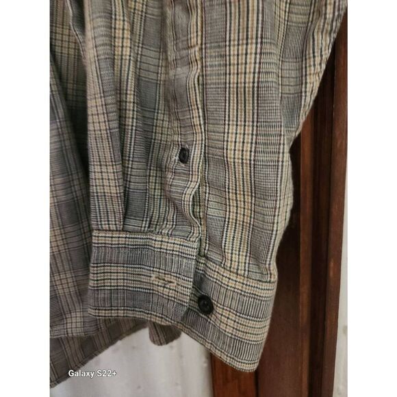 M21 Arrow green and tan plaid casual men's button-up shirt, long sleeves - Picture 4 of 9